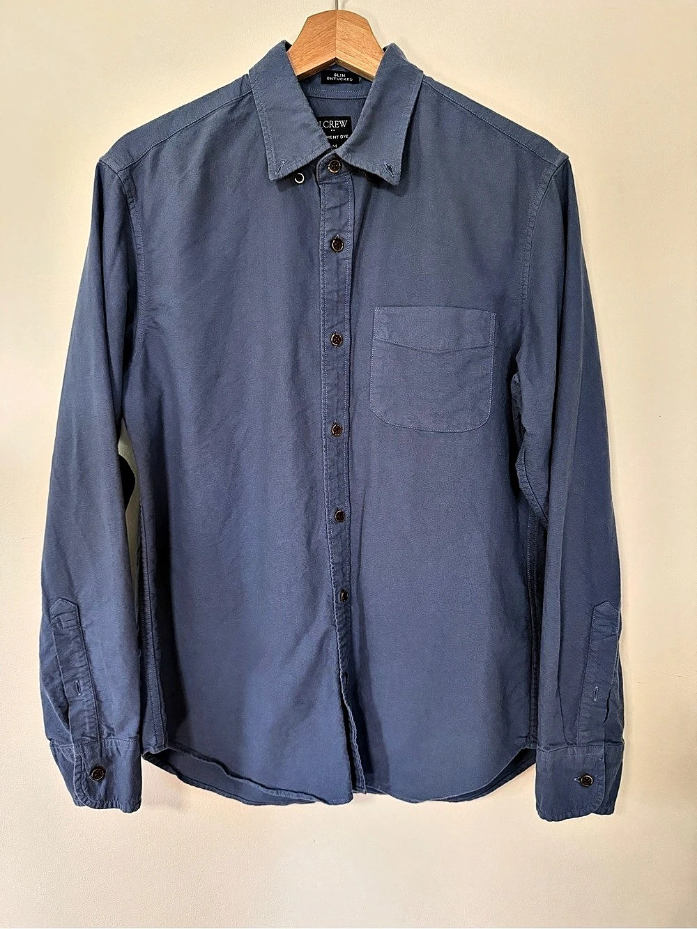 J.Crew Slim Untucked Garment Dye Shirt Blue Medium
